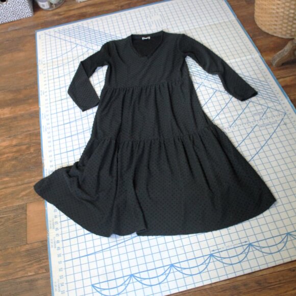 J. Crew Black Swiss Dot Tiered Midi Dress, XS - Picture 6 of 9